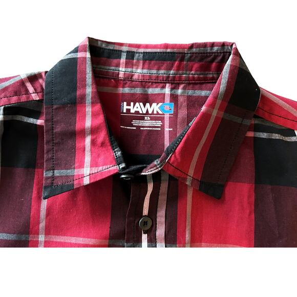 Tony Hawk Red Plaid Short Sleeve Button-Down Boys Size XL - Picture 3 of 6